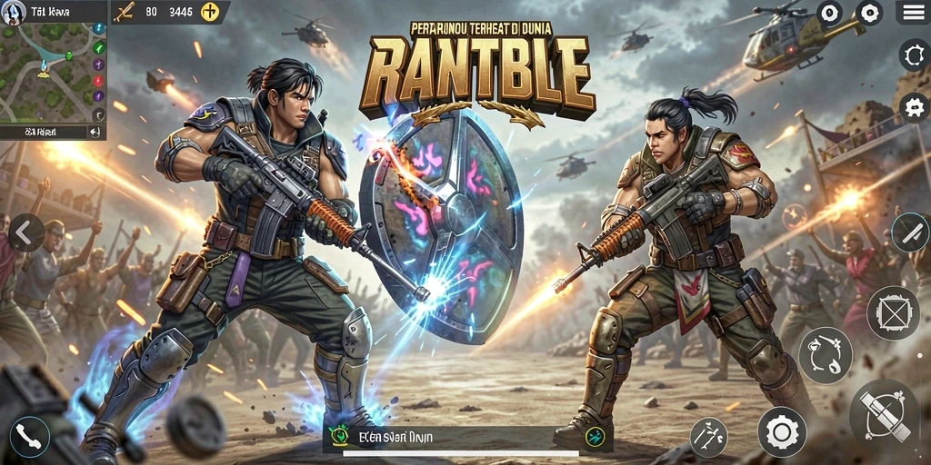 Tangkapan layar utama <strong>3446</strong> menampilkan aksi seru dalam game Battle Royale.