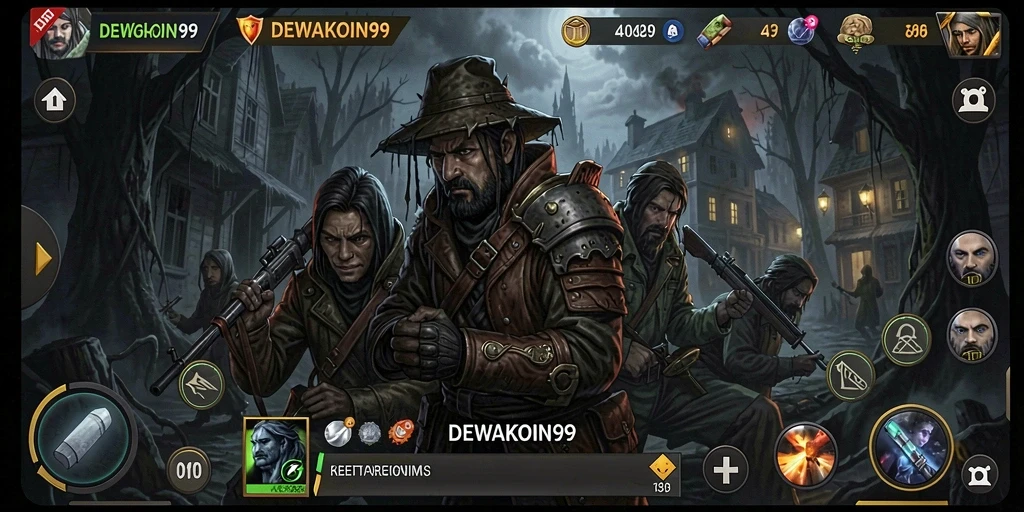 Screenshot gameplay DEWAKOIN99 yang menegangkan dengan suasana horror yang mencekam.