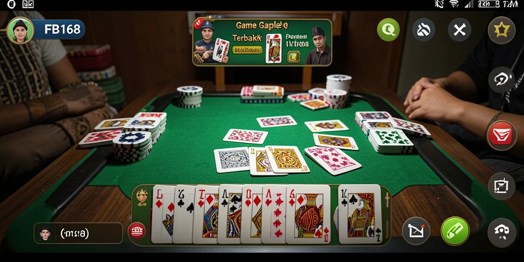 Tampilan gameplay seru Gaple di FB168 dengan grafis menarik.