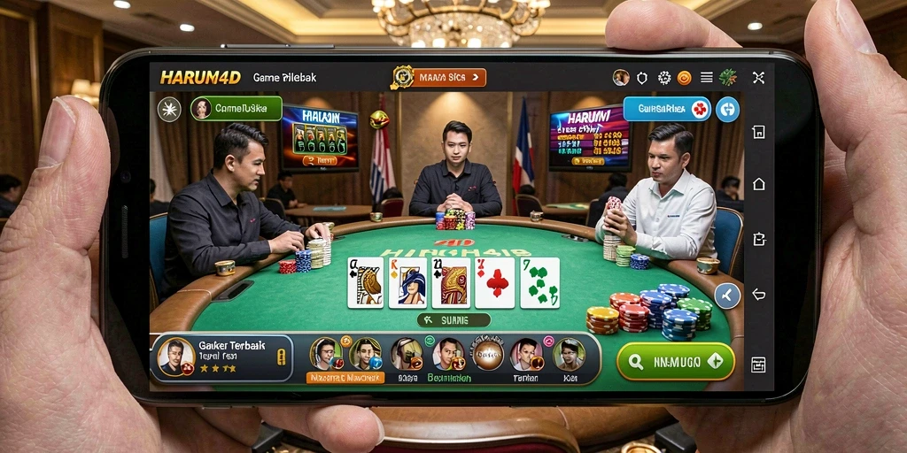 Screenshot gameplay menarik dari HARUM4D yang menunjukkan keseruan bermain poker.