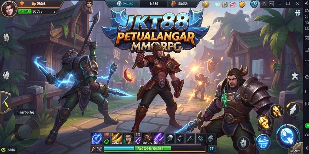 Screenshot gameplay JKT88 menampilkan pertarungan epik di dunia MMORPG.