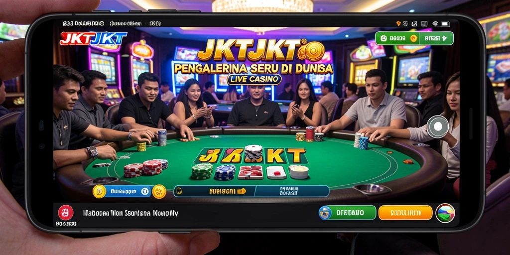 Screenshot JKTJKT menampilkan pengalaman gameplay Live Casino yang seru dan interaktif.