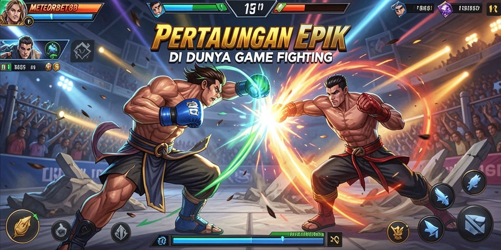 Gameplay seru di METEORBET88 dengan karakter bertarung.
