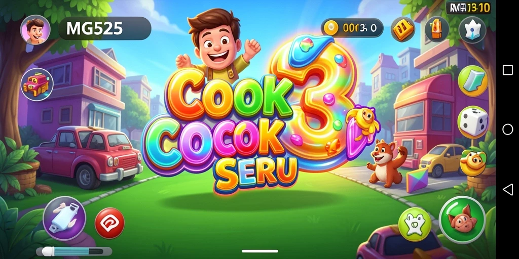 Tampilan aktif gameplay MG525 dengan permata berwarna-warni.