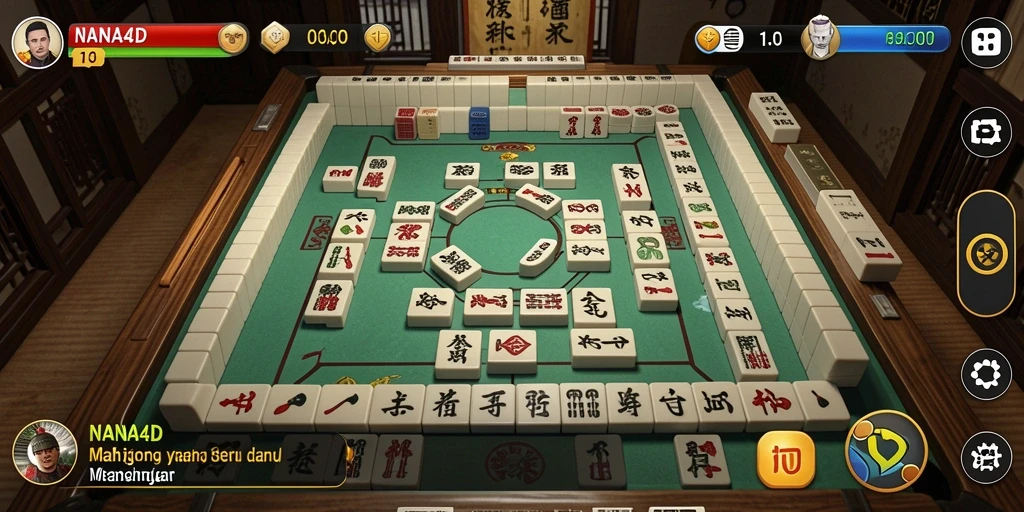 Tangkapan layar NANA4D menampilkan gameplay Mahjong yang seru dan interaktif.