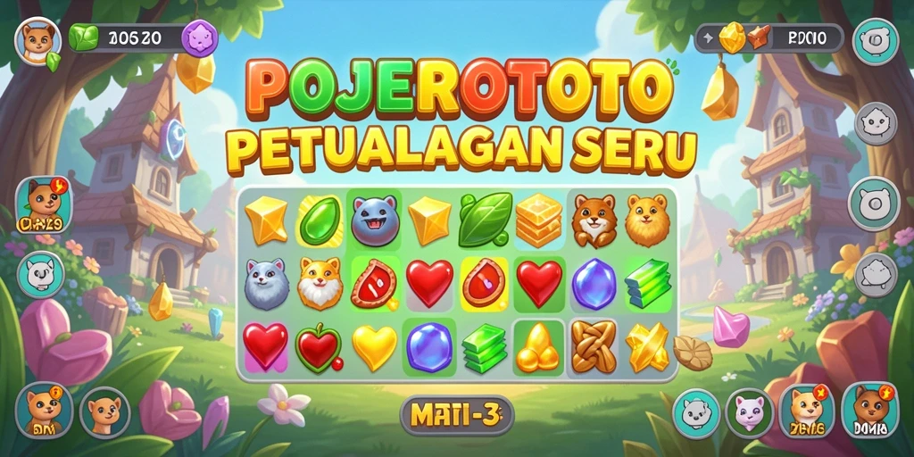 Screenshot gameplay POJEROTOTO menampilkan aksi seru dalam mencocokkan elemen.