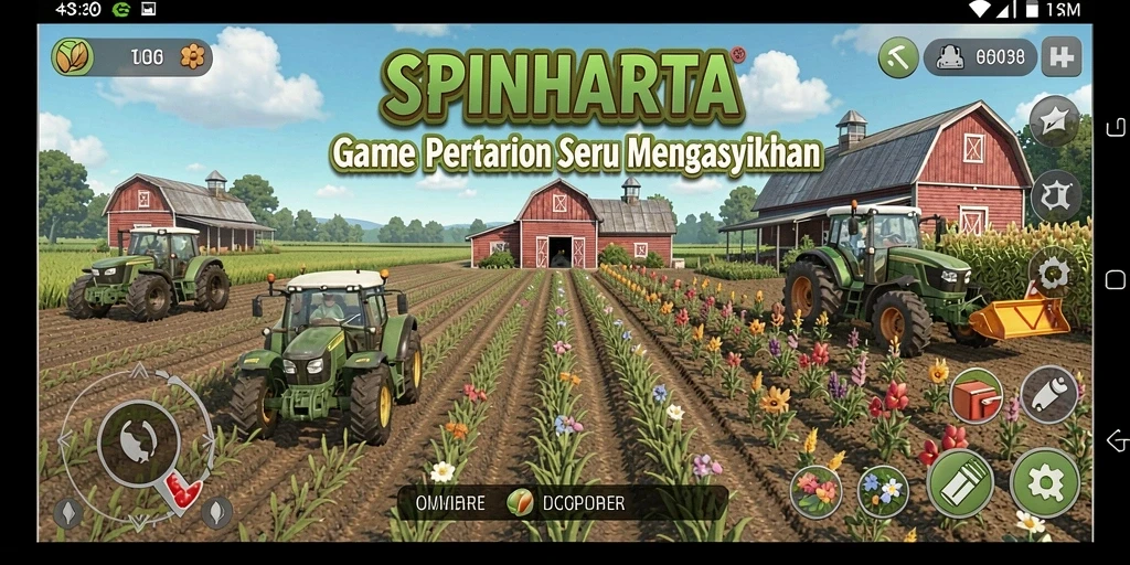 Tampilan menarik gameplay SPINHARTA dalam bertani dan berkebun.