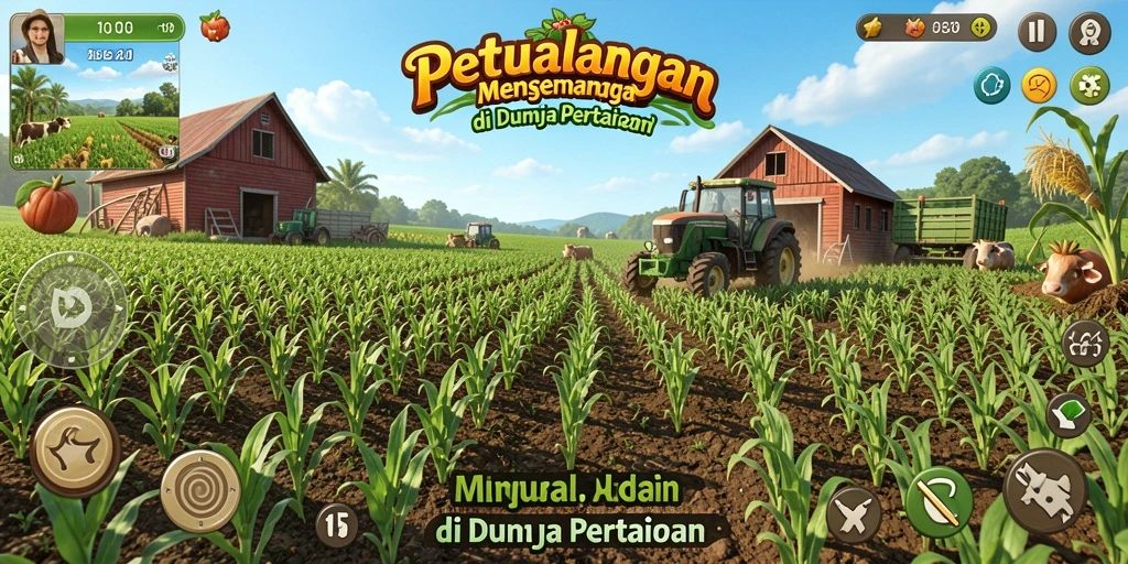 Tampilan gameplay T6 yang menarik dan penuh warna dalam pertanian.