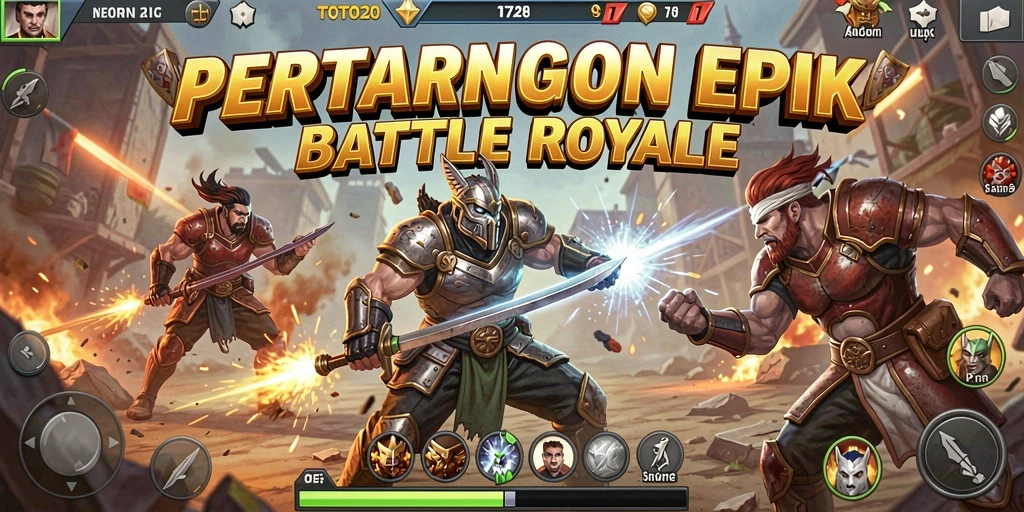 Screenshot TOTO20 menampilkan aksi bertempur dalam permainan Battle Royale.