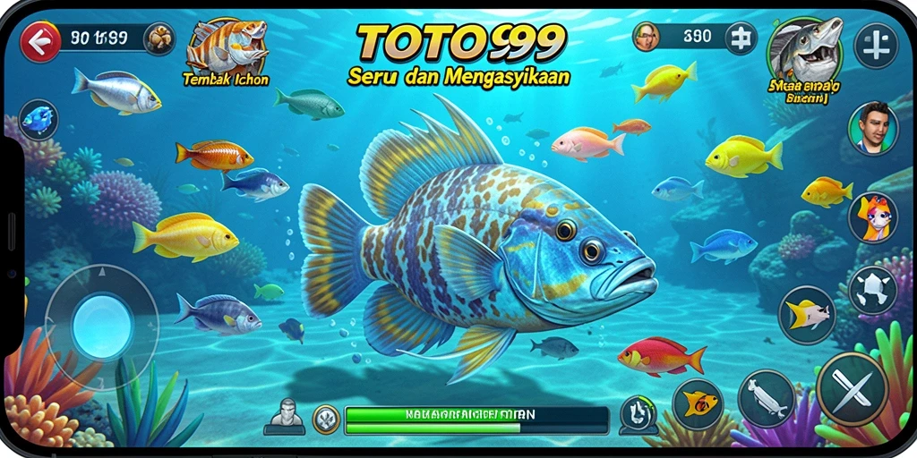 Tampilan gameplay seru dari TOTO99 saat menembak ikan.